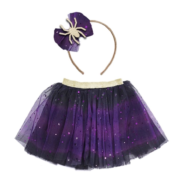 Halloween Spider Tutu Skirt & Bow Headband Set