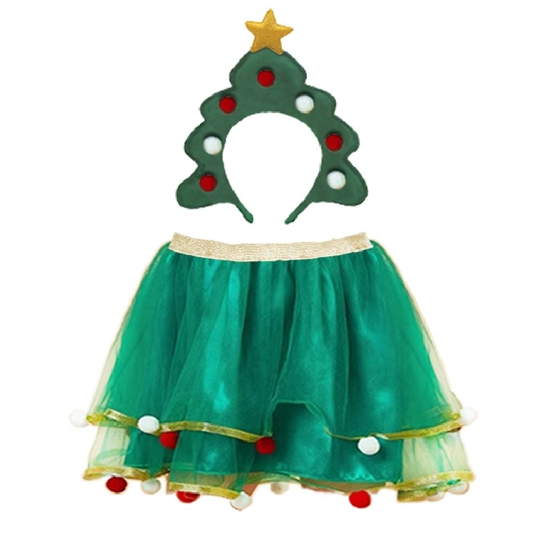 Christmas Tree Tutu Skirt & Christmas Tree Headband Set