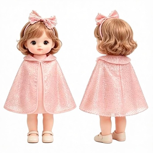 Pink Glitter Peter Pan Collar Cape for Dolls