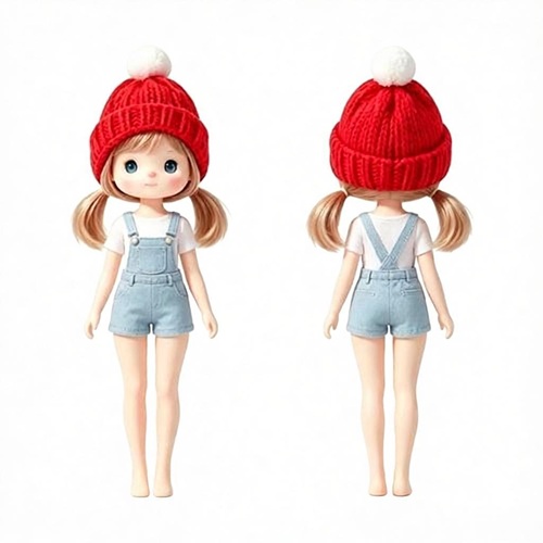 Casual Denim Overalls Doll Costume Set