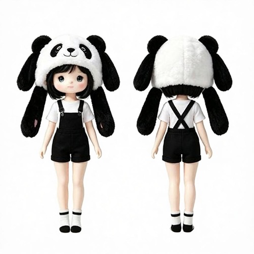 Cute Panda Hood Doll Costume Set