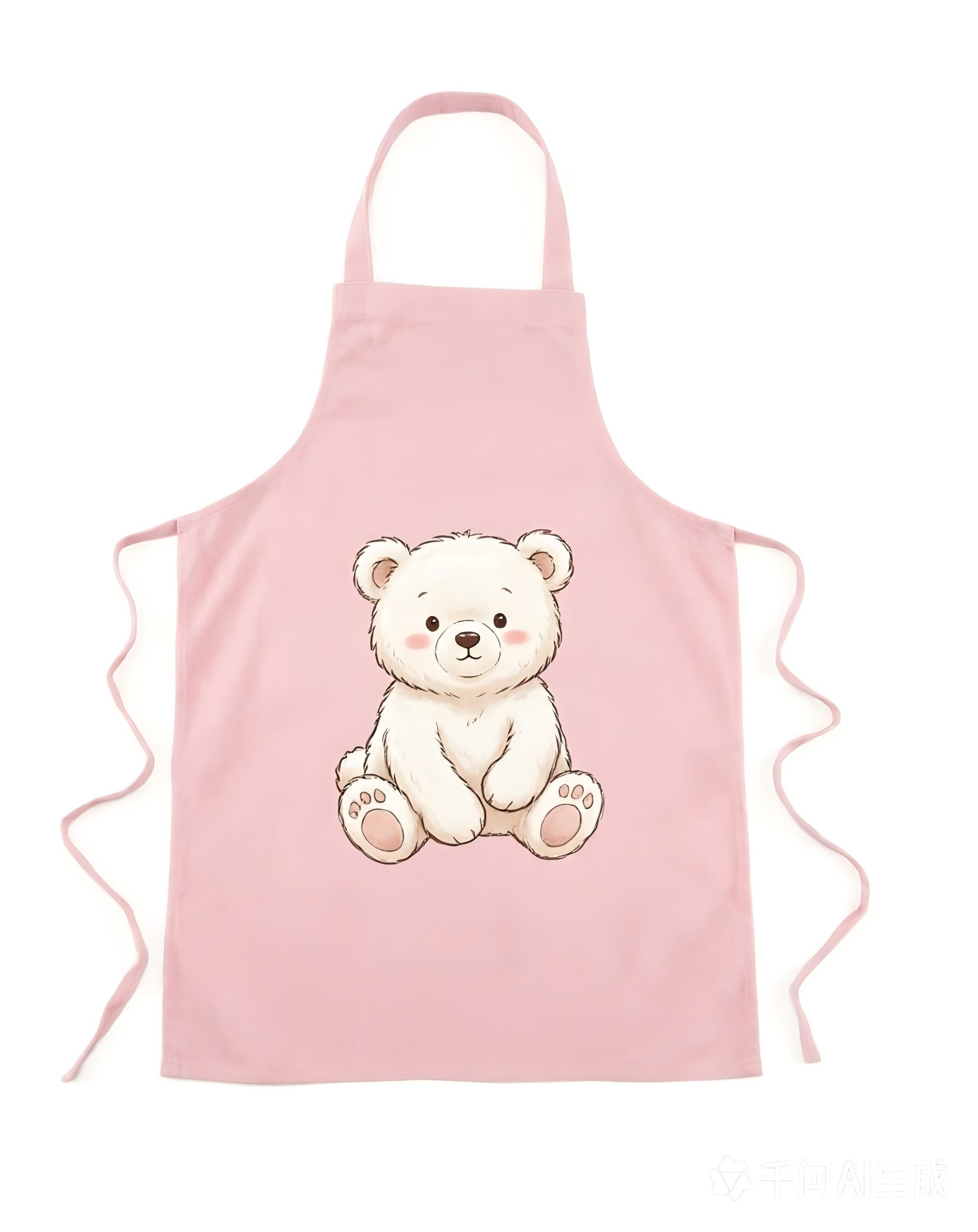 Cute Blush White Bear Printed Apron