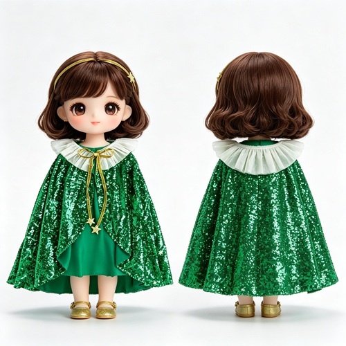 Green Sequin Cape Doll Costume Set