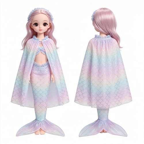 Pastel Gradient Mermaid Doll Costume Set