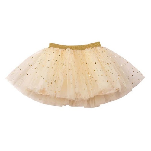 Cream Gold Star Sequin Tulle Tutu Skirt for Girls