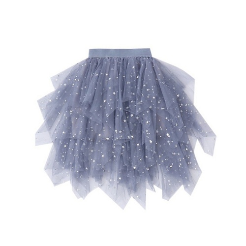 Dusty Blue Irregular Star Tulle Tutu Skirt for Girls