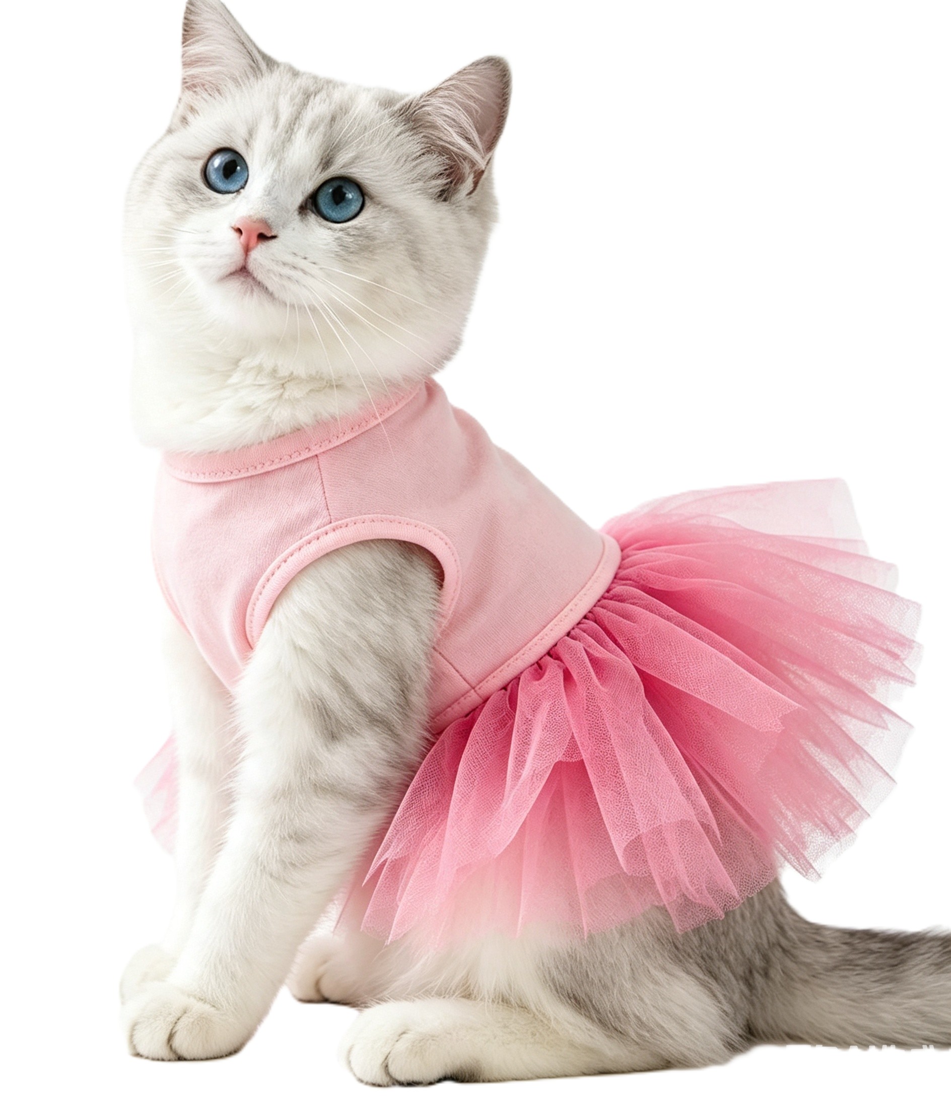 Solid Pink Pet Cat Tutu Dress