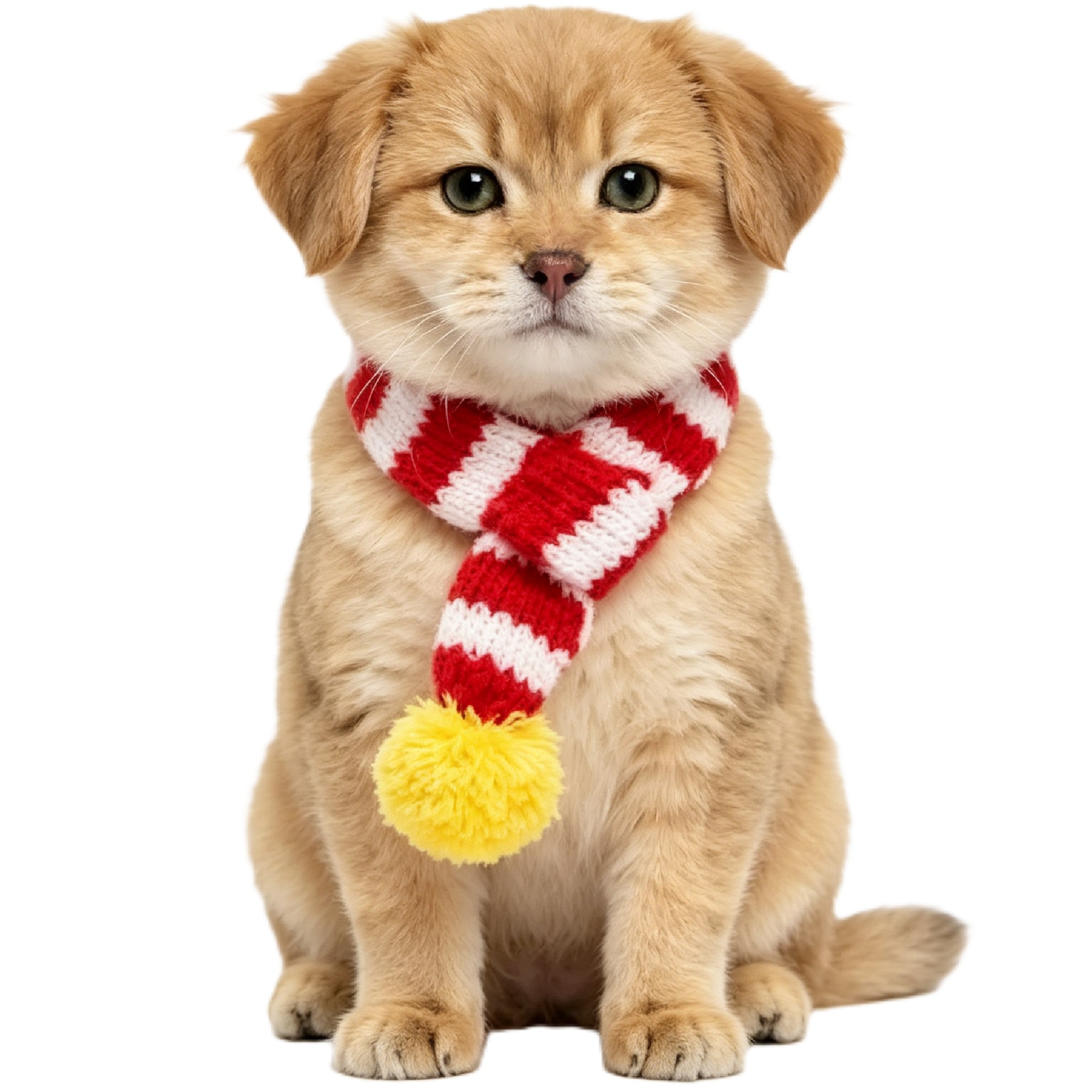 Red White Striped Knit Pet Scarf