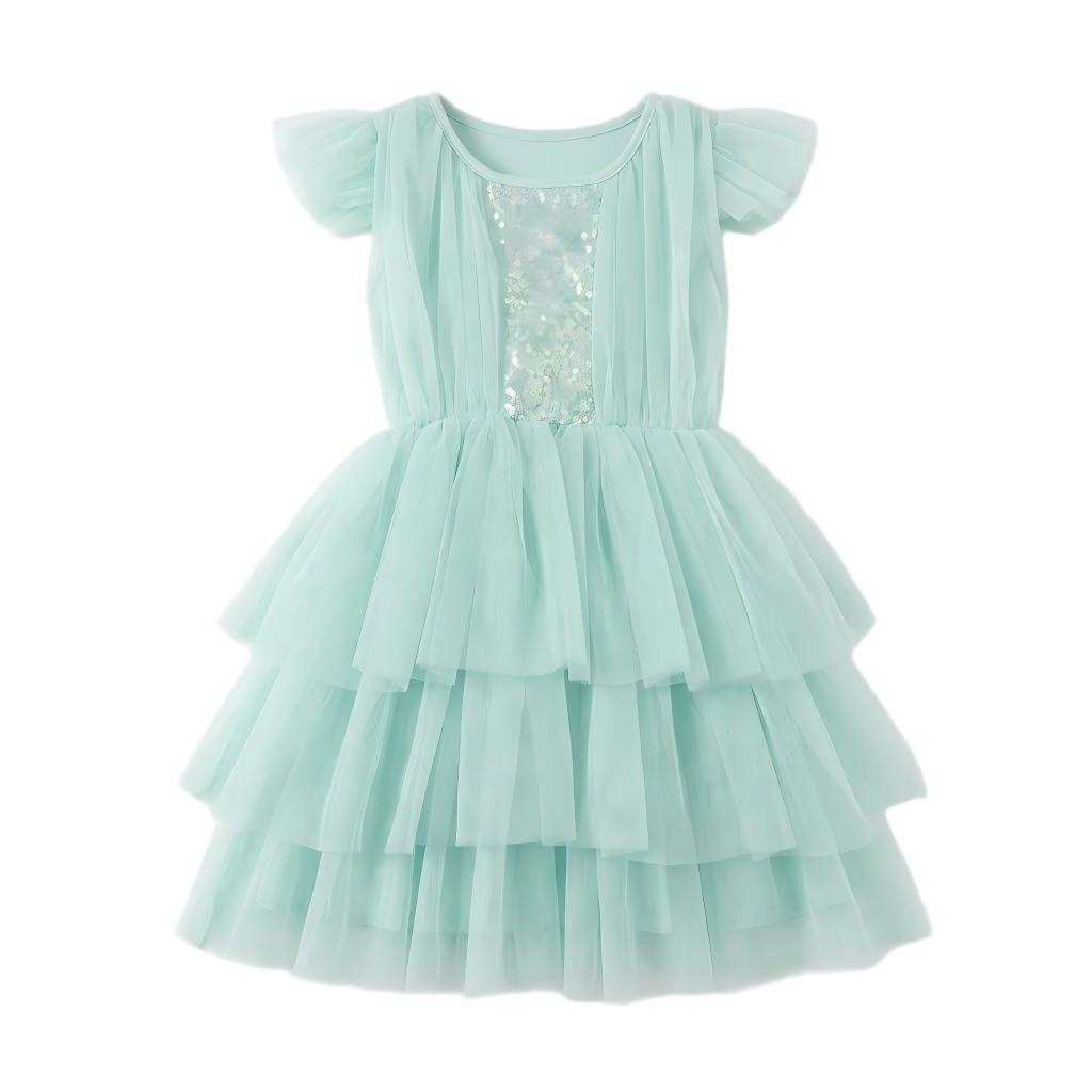 Mint Green Sequin Layered Tulle Girls Tutu Dress