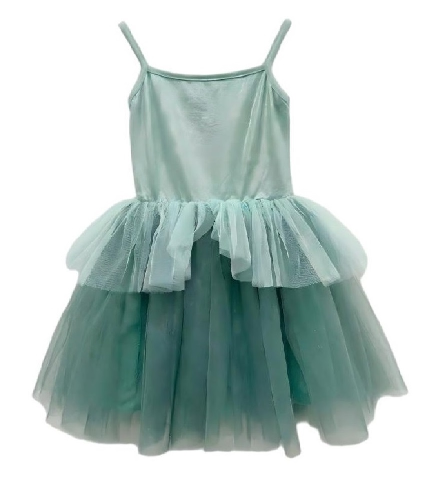 Mint Green Spaghetti Strap Two-Tier Tulle Girls Tutu Dress