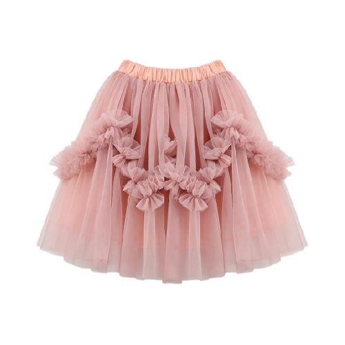 Dusty Pink 3D Flower Decor Tulle Tutu Skirt for Girls