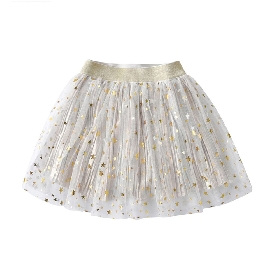 White Tulle Skirt with Gold Star Sparkles