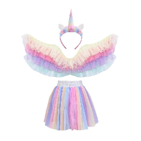 Girls Rainbow Unicorn Costume Set