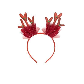 Sparkle Reindeer Antler Headband – Red Tulle Christmas Hair Accessory