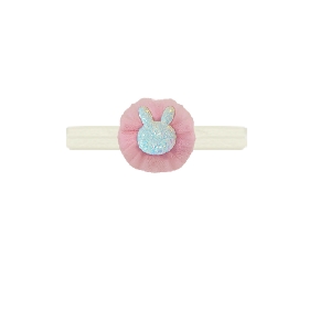 Glitter Bunny Baby Headband with Pink Tulle