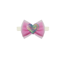 Rainbow Sequin Heart Bow Headband