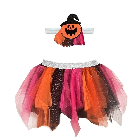 Pumpkin Witch Halloween Tutu Set – Headband & Tulle Skirt