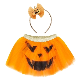 Pumpkin lamp Tutu Costume Set – Halloween Headband & Skirt