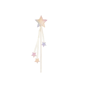 Pastel Sparkle Star Wand with Ribbon Trails