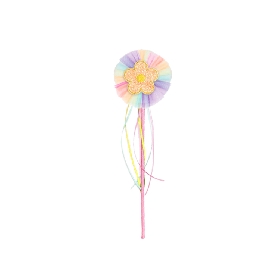 Rainbow Tulle Flower Wand with Glitter Center