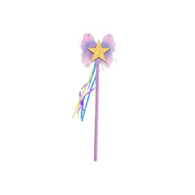 Golden Star Butterfly Wand with Colorful Ribbons