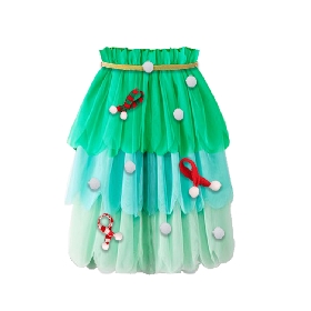 Green Ombre Tulle Skirt with Christmas Decorations