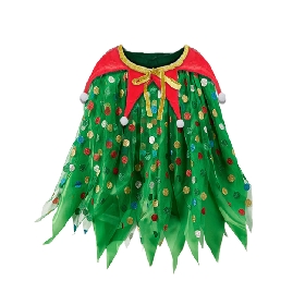 Christmas - themed Green Polka - dot Tulle Cape