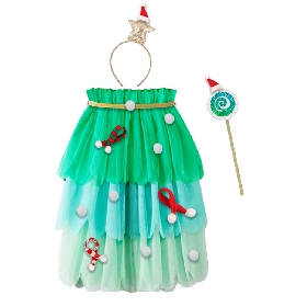 Christmas Tree Inspired Tulle Dress - Up Set for Girls