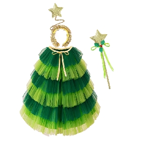 Christmas Tree Layered Tulle Dress - Up Set for Girls