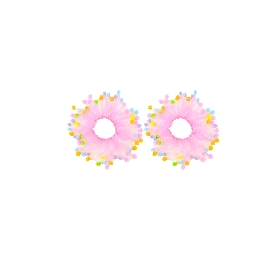 Pastel - Colored Feather and Pom - Pom Hair Scrunchies (Pair)