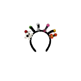 Halloween Fun Hair Hoop with Skull and Pom - Poms