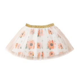 Sunflower - Print White Tulle Skirt