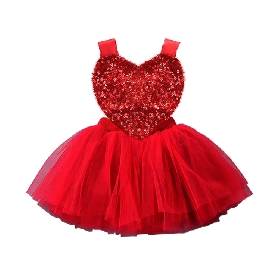 Red Sequin Heart - Bodice Tulle Dress