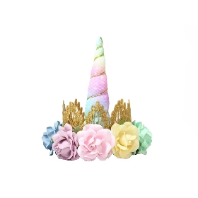 Unicorn Horn Headband with Floral Crown