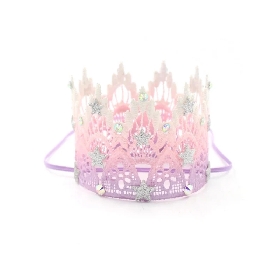 Pink - Purple Gradient Lace Crown with Star and Rhinestone Accents