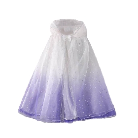 Kids White to Lavender Gradient Glittered Cloak