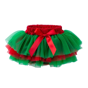 Christmas-Themed Red and Green Baby Tutu Skirt