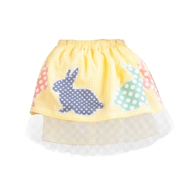 Yellow Checkered Rabbit - Printed Kids Skirt