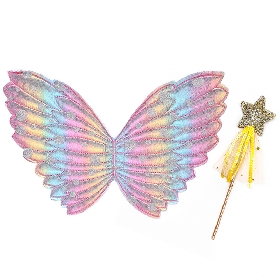 Rainbow Fantasy Fairy Wing and Wand Set