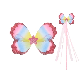 Rainbow Butterfly Wing and Wand Set