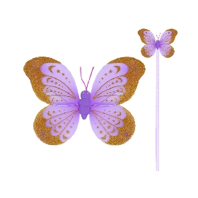 Purple and Gold Butterfly Wing and Wand Set