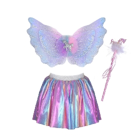 Unicorn Fairy Princess Costume Set – 3 Pcs (Skirt, Wings & Wand)