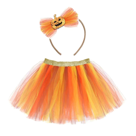 Halloween Pumpkin Tutu Skirt & Bow Headband Set
