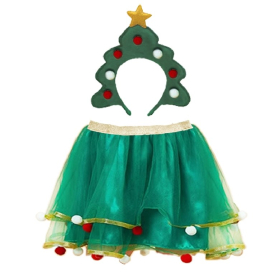 Christmas Tree Tutu Skirt & Christmas Tree Headband Set