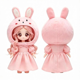 Pink Bunny Doll Costume Set