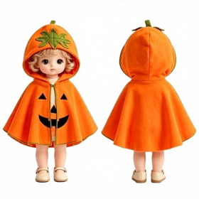 Halloween Pumpkin Hooded Cape for Dolls