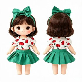 Cherry Print Two-Piece Doll Costume Set