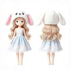 Flop Ear Bunny Hood Lace Dress Doll Costume Set