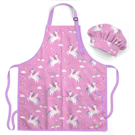 Pink Unicorn Apron & Chef Hat Set
