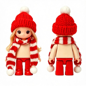 Red Knit Pom-pom Winter Doll Costume Set